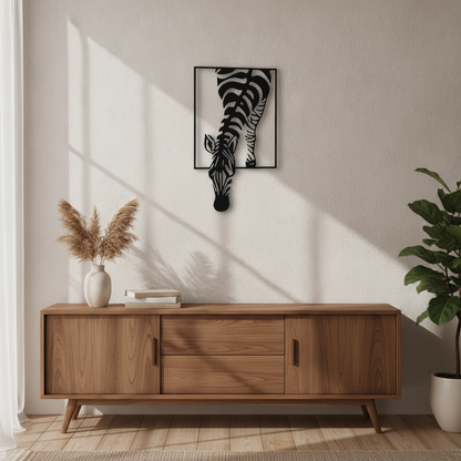 Zebra Metal Wall Art, Minimalist Wall Sculpture