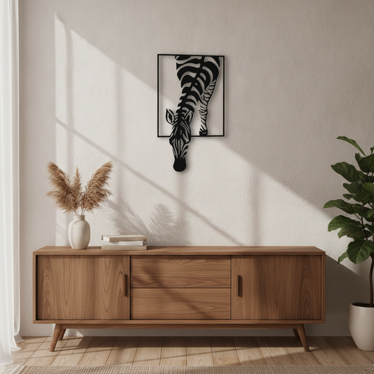 Zebra Metal Wall Art, Minimalist Wall Sculpture