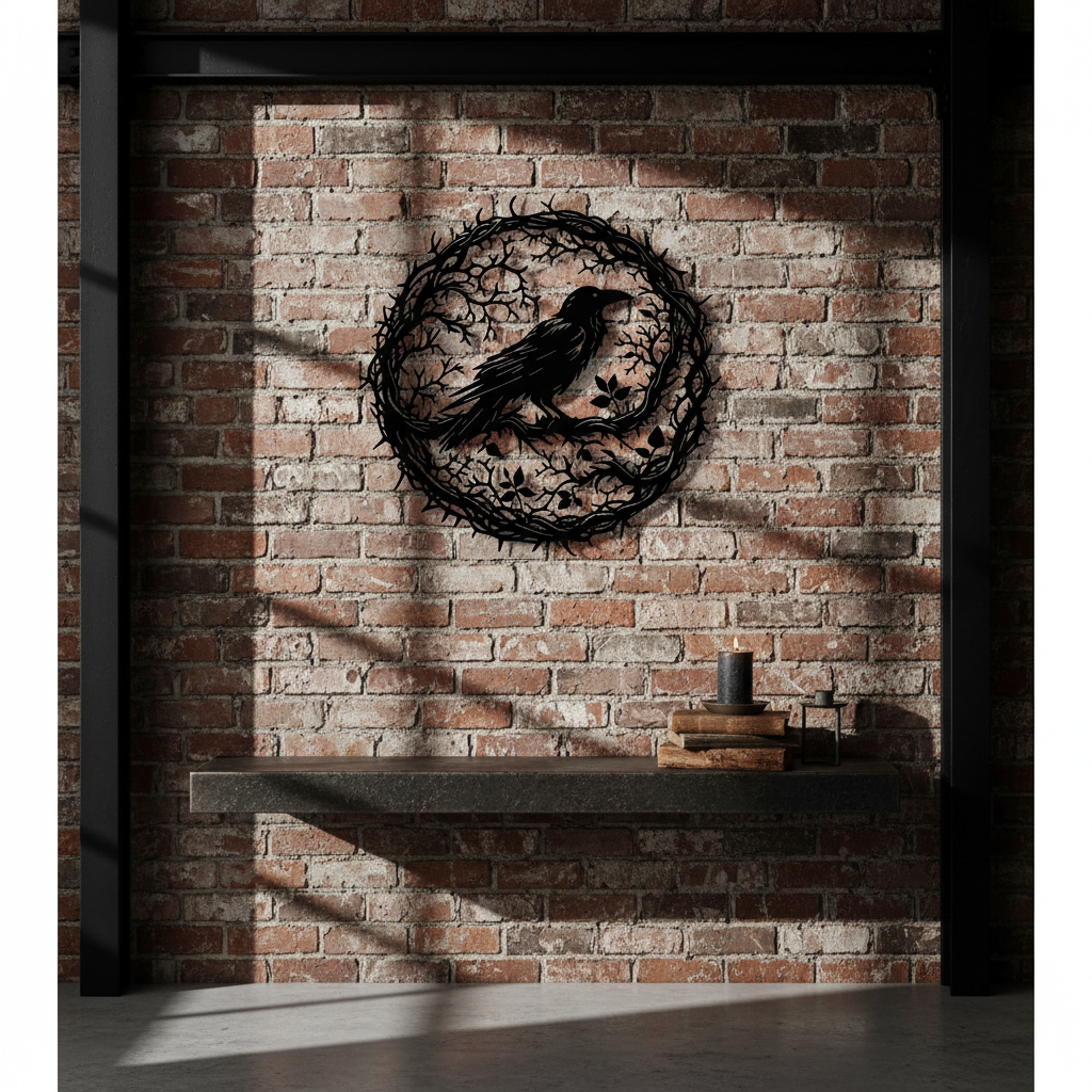 Black Metal Crow Wall Art, Iron Bird Silhouette