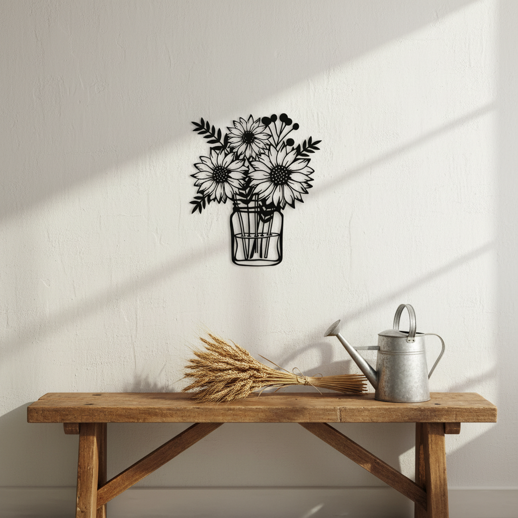 Sunflower Metal Wall Art, Handcrafted Iron Sculpture