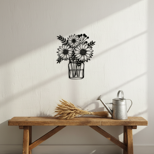 Sunflower Metal Wall Art, Handcrafted Iron Sculpture