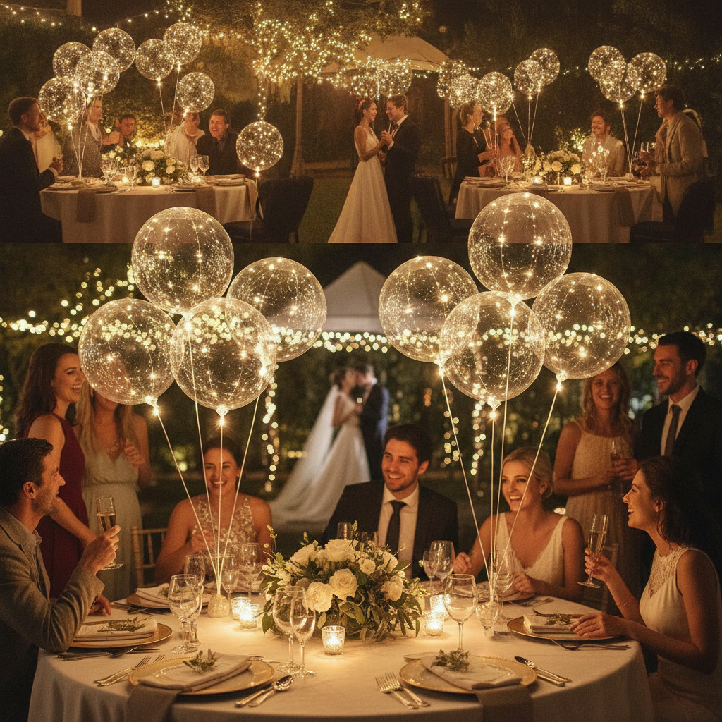 10 Pack Clear Bubble LED Balloons with String Lights