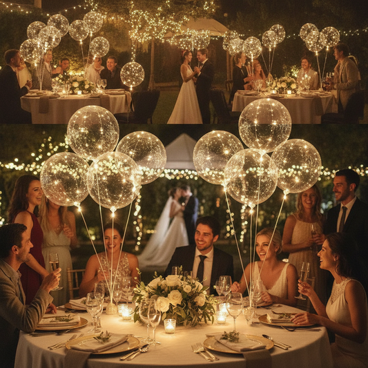 10 Pack Clear Bubble LED Balloons with String Lights