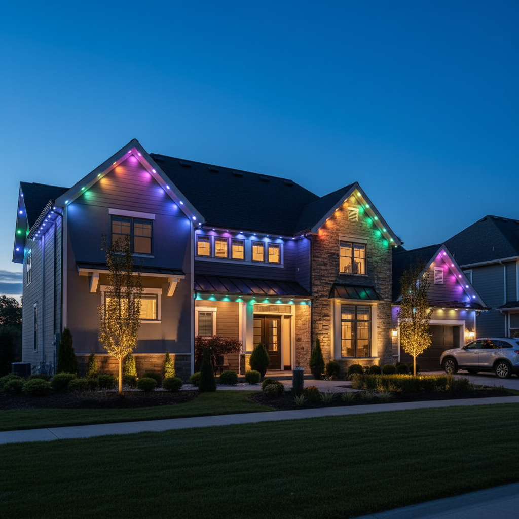 100 ft Permanent Outdoor RGB Lights, App and Remote