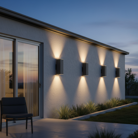 Square Up and Down Outdoor Wall Lights, Aluminum, 4 Pack