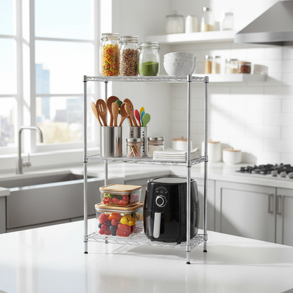 Adjustable Carbon Steel Storage Rack, 59 in Tall, Silver