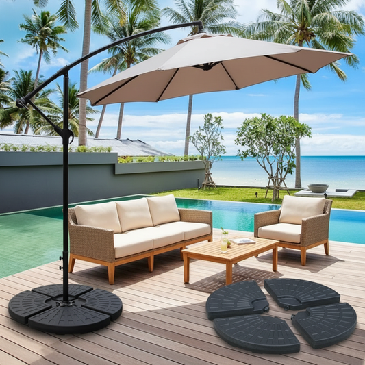 145 lb Cantilever Patio Umbrella Base, Black, 4-Piece