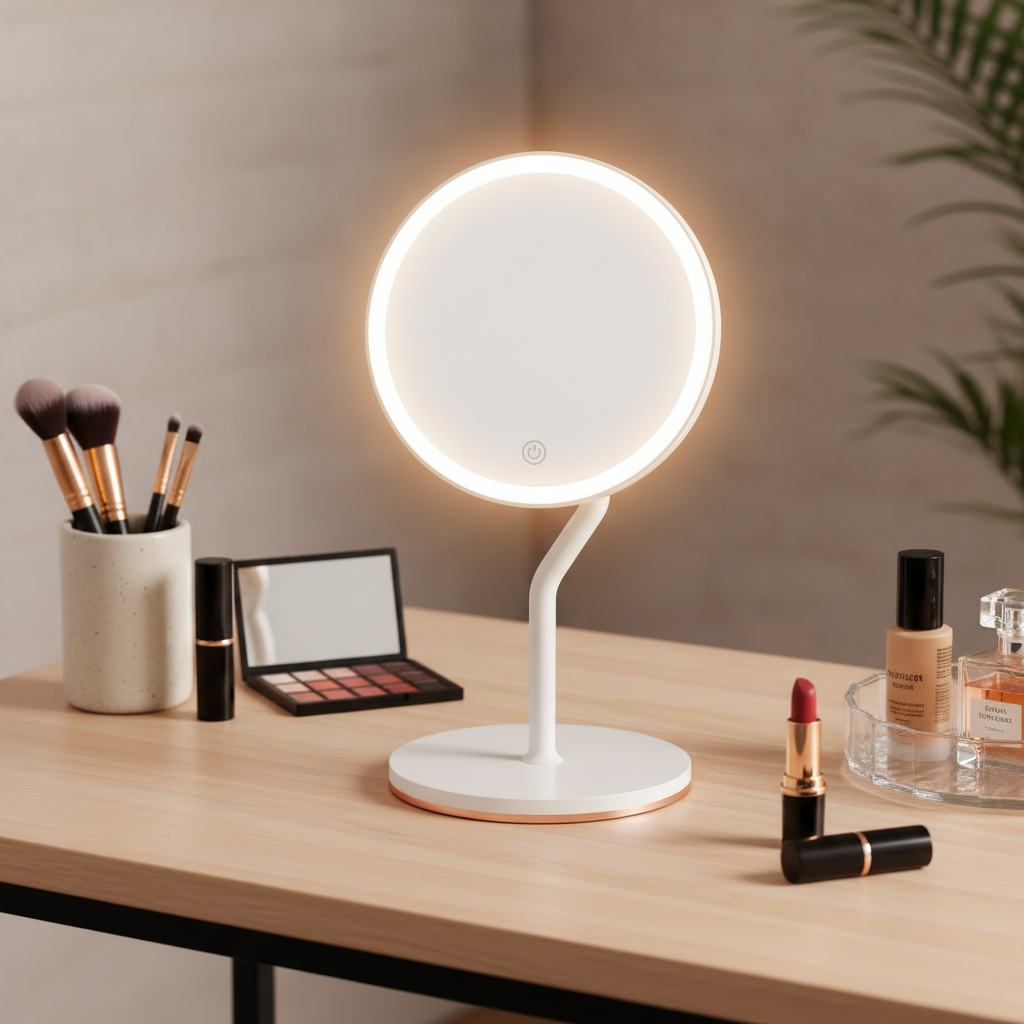 7.5 in Lighted Makeup Mirror with 5X Magnifier, White