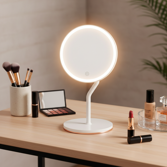 7.5 in Lighted Makeup Mirror with 5X Magnifier, White