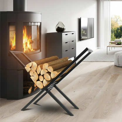 Foldable X Frame Firewood Log Rack, Steel, 220 lb Load