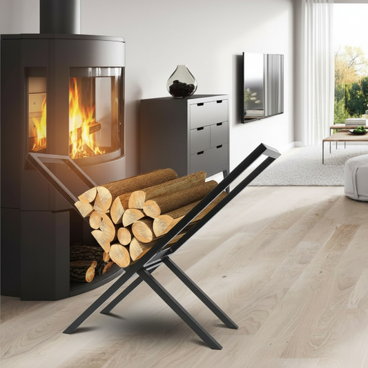 Foldable X Frame Firewood Log Rack, Steel, 220 lb Load