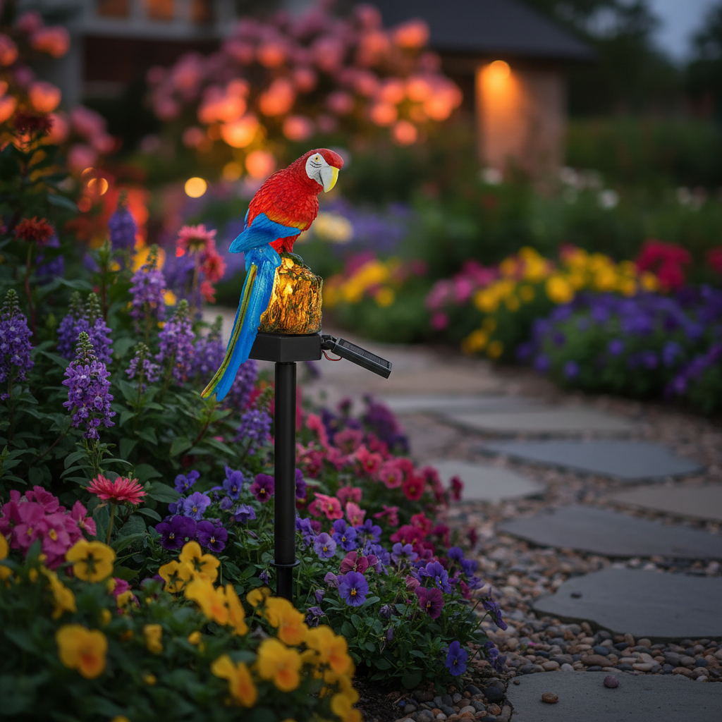 Solar Parrot Garden Stake Light, IP65 Outdoor Lawn Lamp
