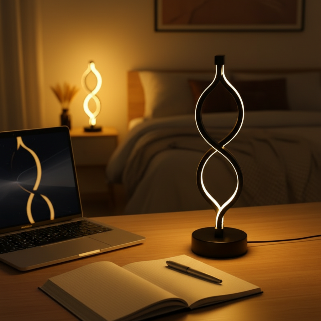 Wave Shaped USB Desk Lamp, 3 Color Dimmable