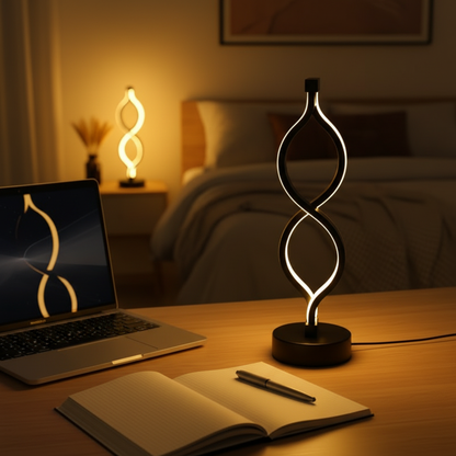 Wave Shaped USB Desk Lamp, 3 Color Dimmable