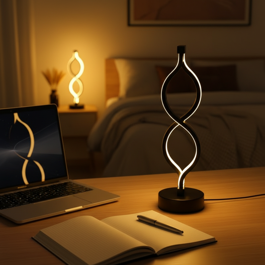 Wave Shaped USB Desk Lamp, 3 Color Dimmable