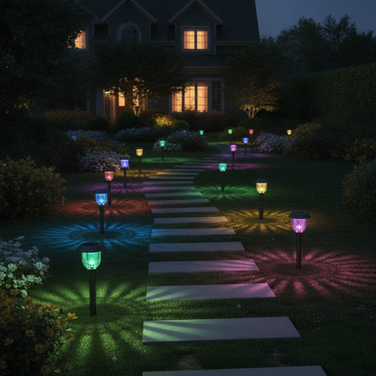 4 Pack RGB Solar Pathway Lights, IP65 Outdoor Yard