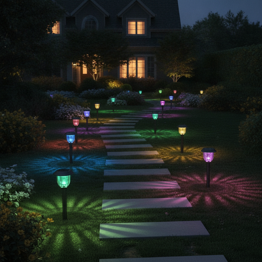 4 Pack RGB Solar Pathway Lights, IP65 Outdoor Yard
