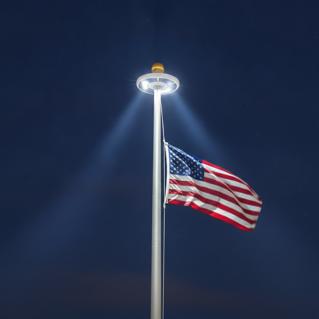 42 LED Solar Flag Pole Light, White, IP55 Rated
