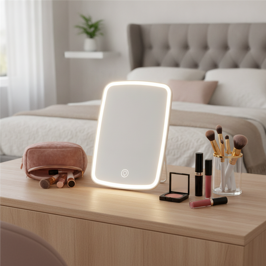 Lighted Makeup Mirror, 5.98 x 8.62 in, 40 LED, White