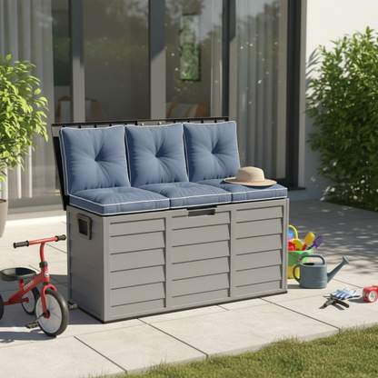 75 gal Outdoor Storage Deck Box with Wheels, Gray