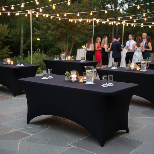 3 Pack Fitted Stretch Table Covers for 6 ft Tables, Black