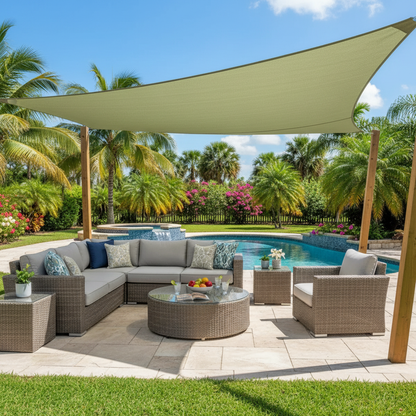 9.84 ft Triangle Shade Sail Canopy with Ropes, Green