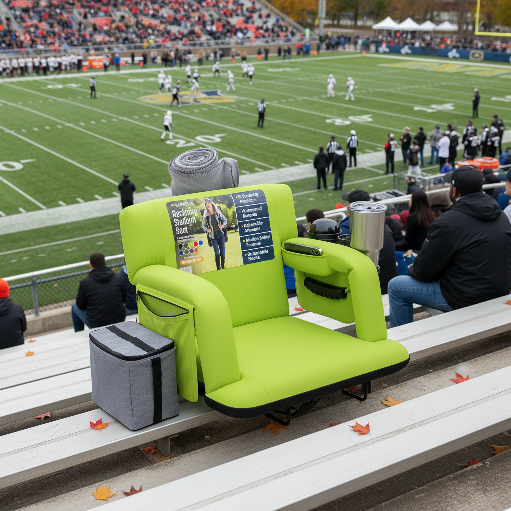 Reclining Stadium Seat with Back Support, 21 in Wide