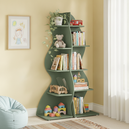 5-Tier Bookshelf and Storage Rack, Sage Green