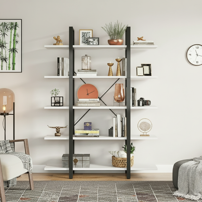 5-Shelf Bookcase 72 in Tall, Black and White