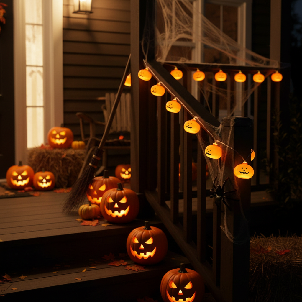 Pumpkin String Lights, 20 LED, 10 ft, Battery Powered