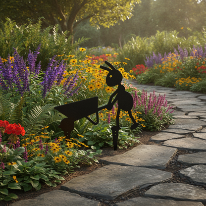 Iron Ant Garden Stake, Outdoor Metal Yard Art