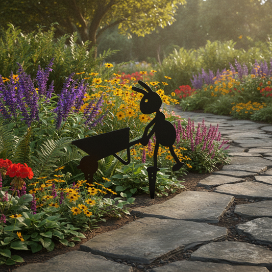 Iron Ant Garden Stake, Outdoor Metal Yard Art