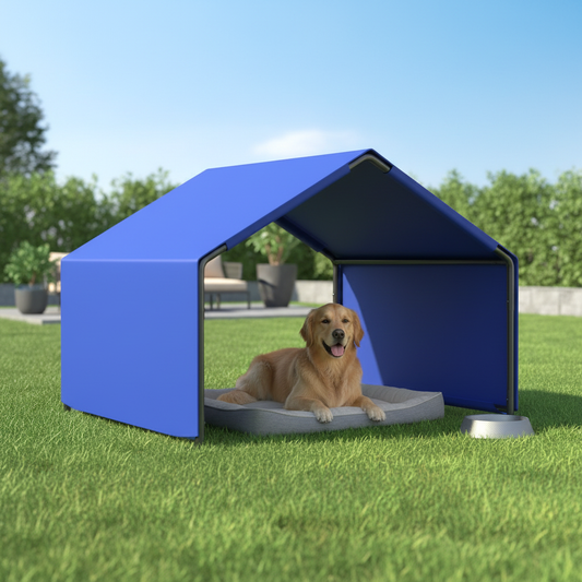 Dog Shade Shelter Tent, 47.8 in, Steel and Oxford, Blue