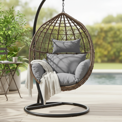 Egg Chair Cushion with Headrest, 39 x 45 in, Solid Colours
