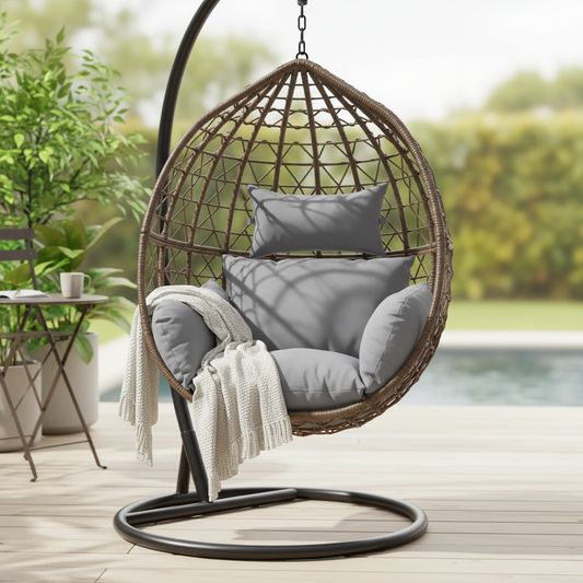 Egg Chair Cushion with Headrest, 39 x 45 in, Solid Colours