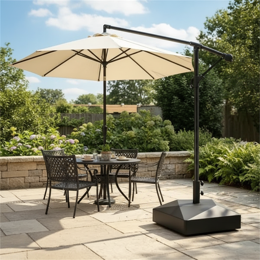 Fillable Rolling Patio Umbrella Base, Black HDPE