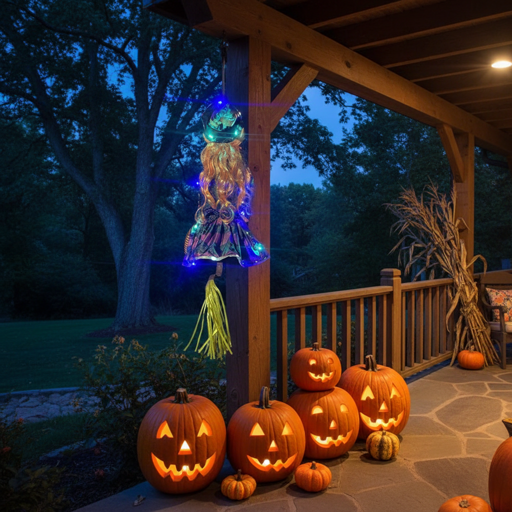Hanging Witch Yard Decoration with String Lights