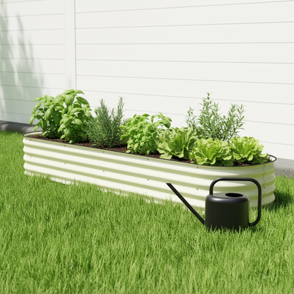 94.5 in Galvanized Raised Garden Bed Kit, Cream