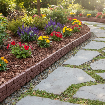 Stone Look Garden Edging Border, 12 Panels, Red