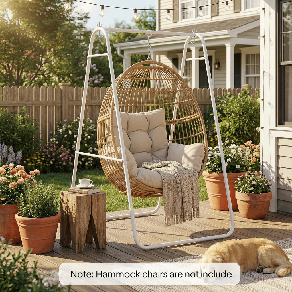 Steel A-Frame Hammock Chair Stand, 330 lb Load, White