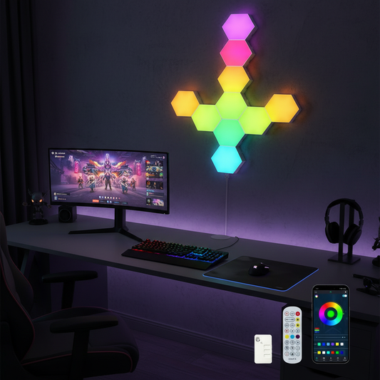 Hexagon LED Wall Panels, 10 Pack, App Controlled RGB