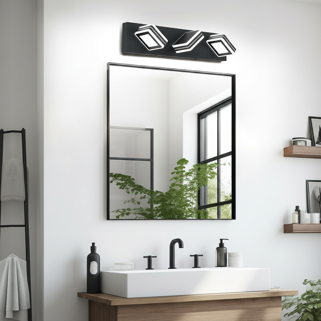 3-Light Matte Black Up and Down LED Vanity Light