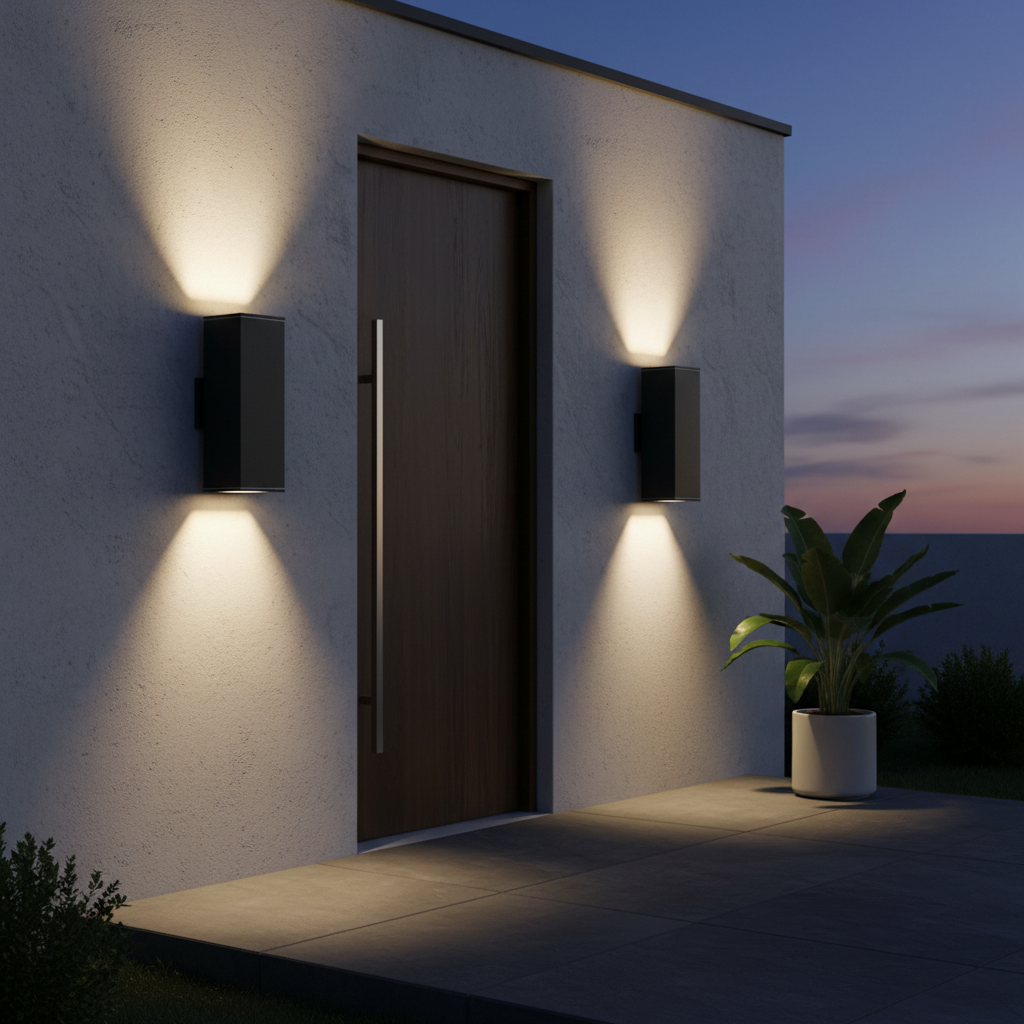 Matte Black Outdoor Wall Sconce, Aluminum, 2 Pack