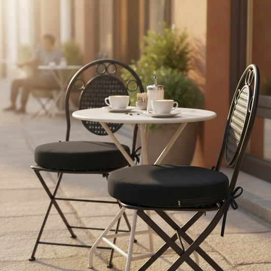 Round Patio Chair Cushions, Set of 4, 15 in, Black