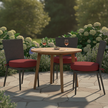 Round Patio Chair Cushions, Set of 4, 15 in, Wine Red