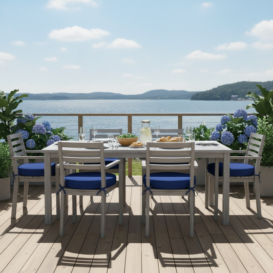 Round Patio Chair Cushions, Set of 4, 15 in, Navy Blue