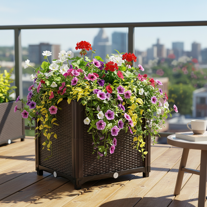 Self-Watering Raised Garden Bed Planter, Brown