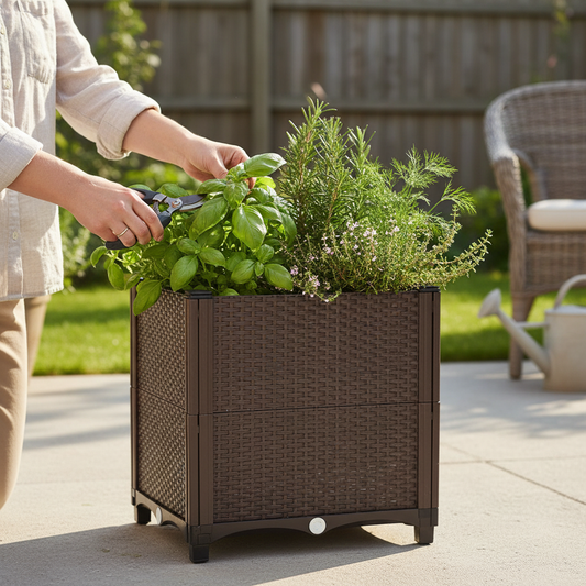 Self-Watering Elevated Garden Bed Planter, Brown