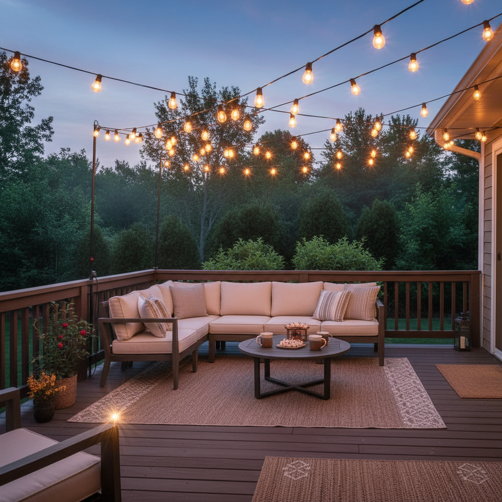 50 ft RGB Outdoor String Lights, 15 Bulbs