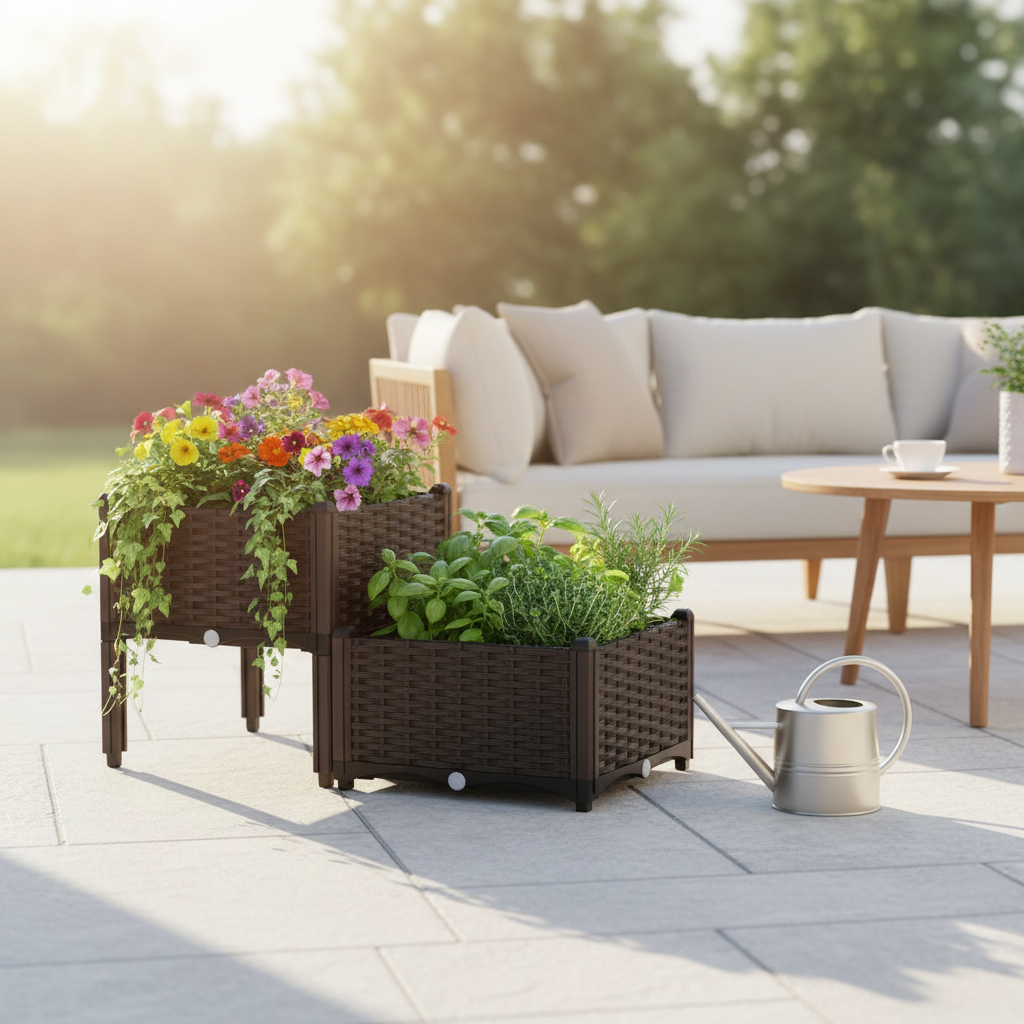Self-Watering Raised Garden Bed with Legs, Set of 2